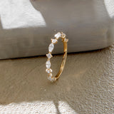 Stackable Marquise Band Ring in 14k Solid Yellow Gold