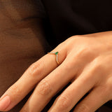 Women's Dainty Emerald Curve Ring in Gold