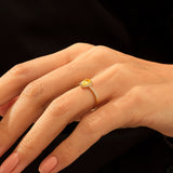 Pear Cut Citrine Ring in 14k Real Yellow Gold