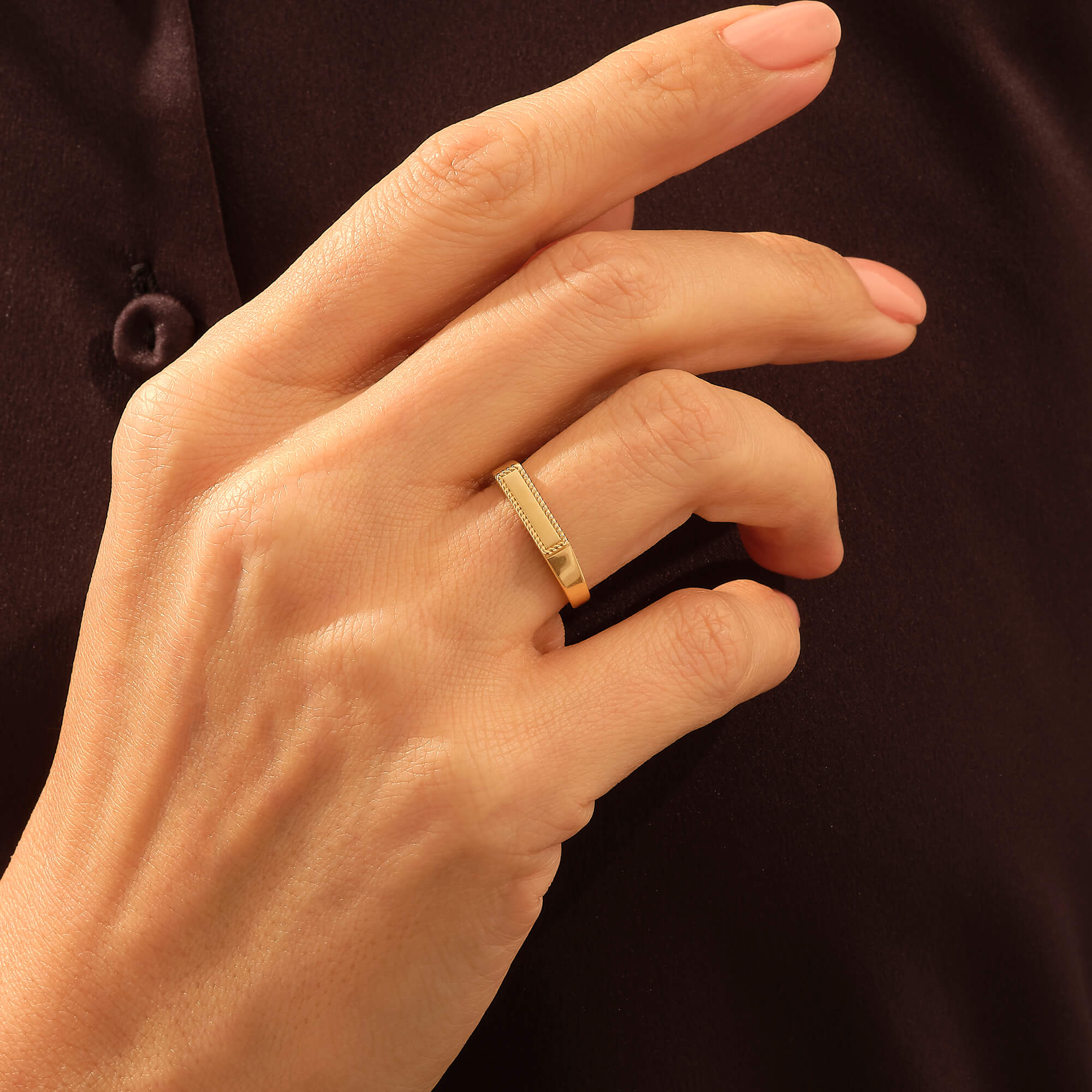 Stackable Vintage Signet Ring in 14k Solid Gold