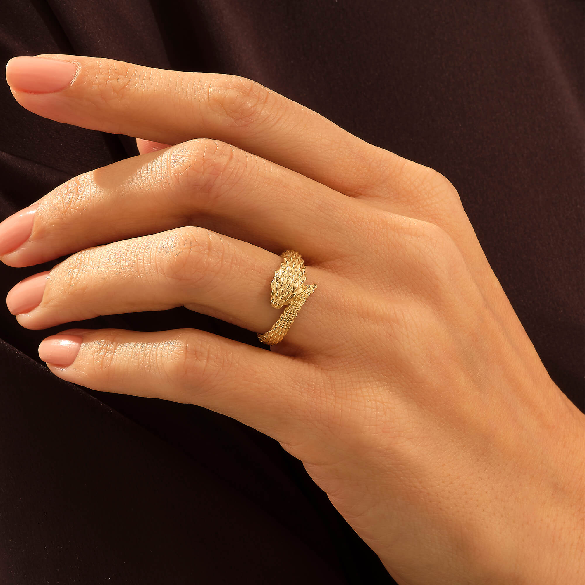 Chunky Snake Ring in 14k Real Gold