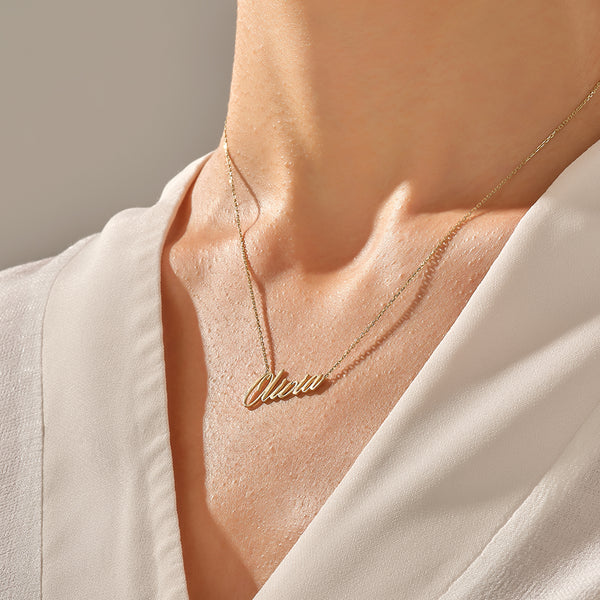 Women's 14k Real Gold Personalized Name Necklace