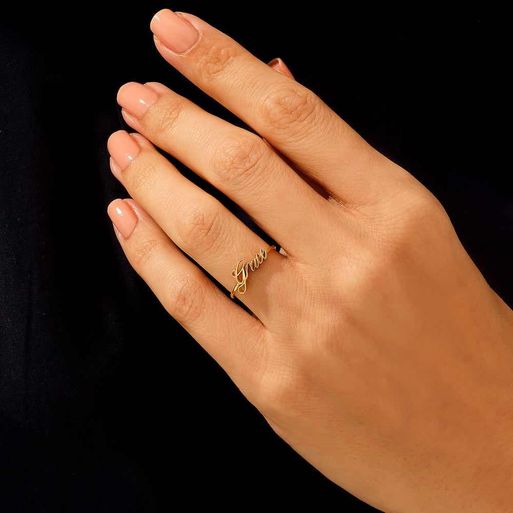 Women's Customizable Name Ring in Real Yellow Gold