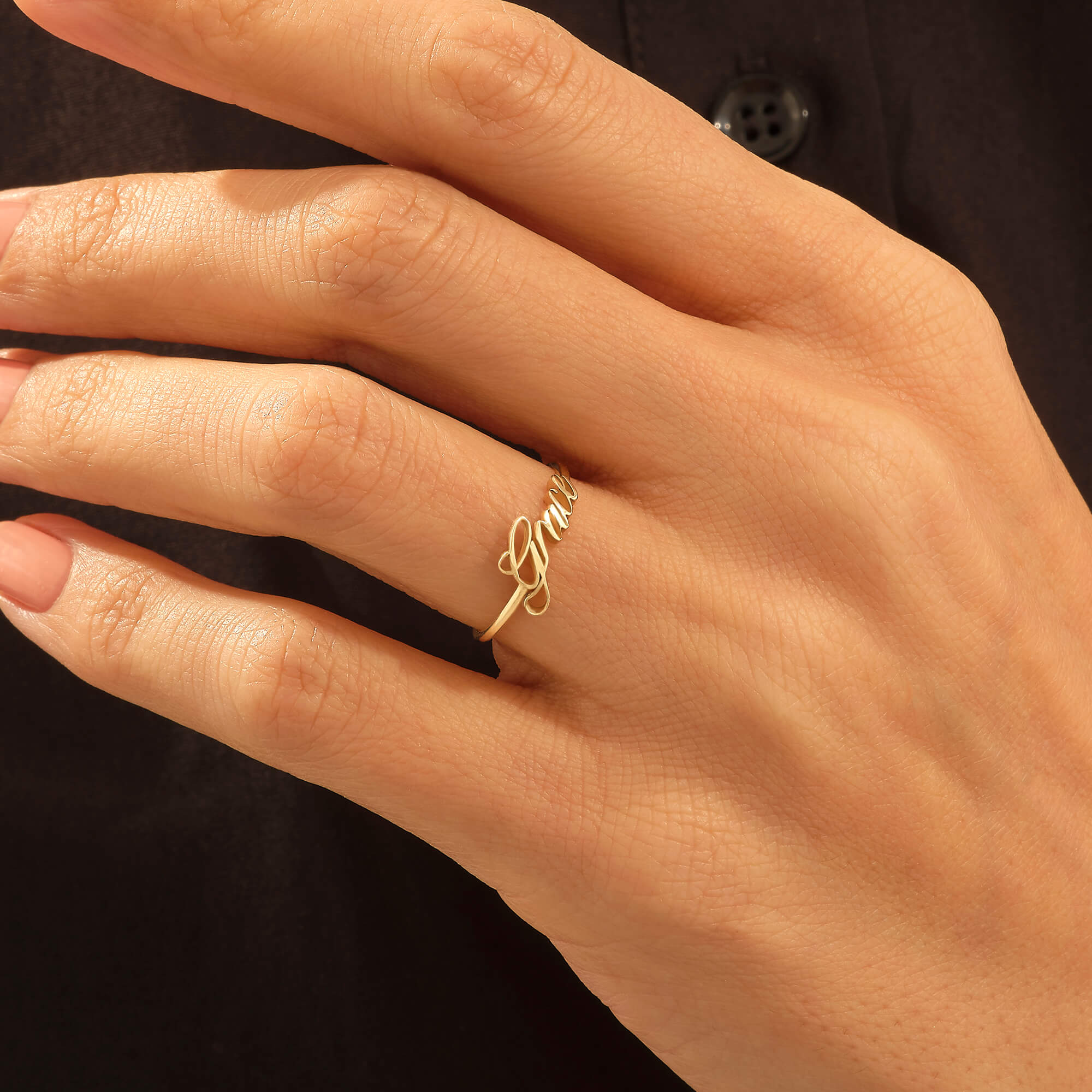 Women's Name Stacking Ring in 14k Gold