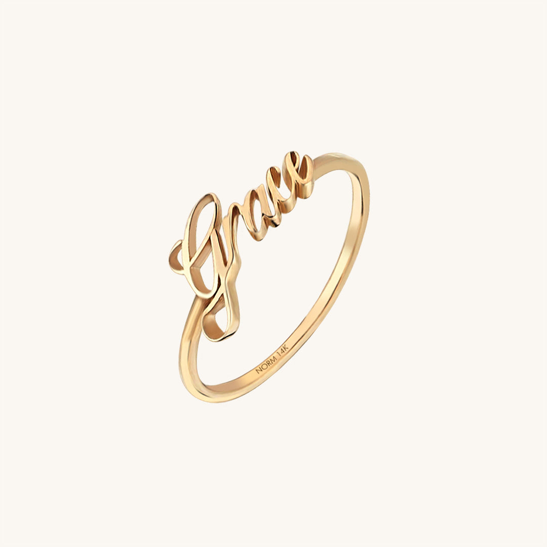 Personalized Name Ring in 14k Solid Yellow Gold