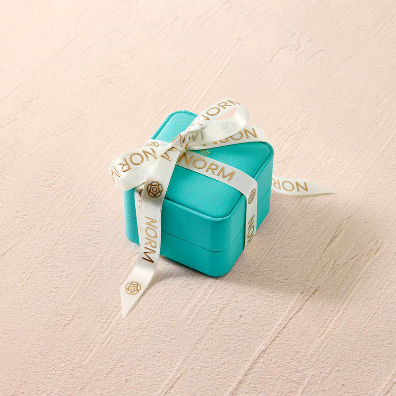 Blue Gift Box Wrapped with White Norm Ribbon