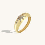 Women's 14k Real Yellow Gold North Star Bold Dome Ring