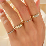14k Real Yellow Gold North Star Paved Dome Statement Ring for Women
