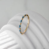 Blue CZ Stones Stackable Eternity Band in 14k Real Gold
