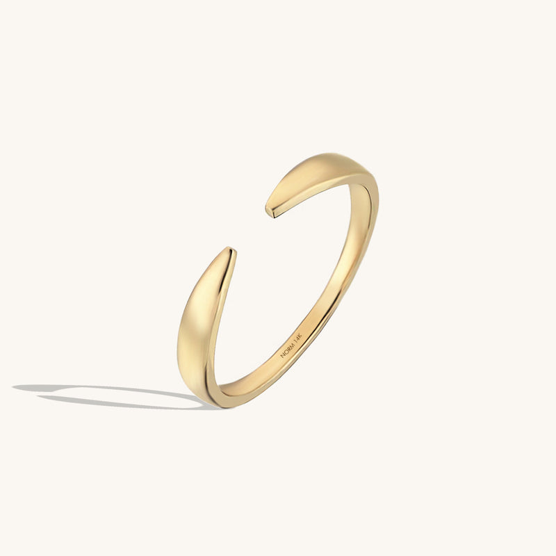 14k Real Yellow Gold Open Claw Stackable Ring