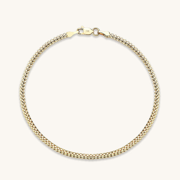 Women's 14k Solid Gold Oval Popcorn Chain Bracelet