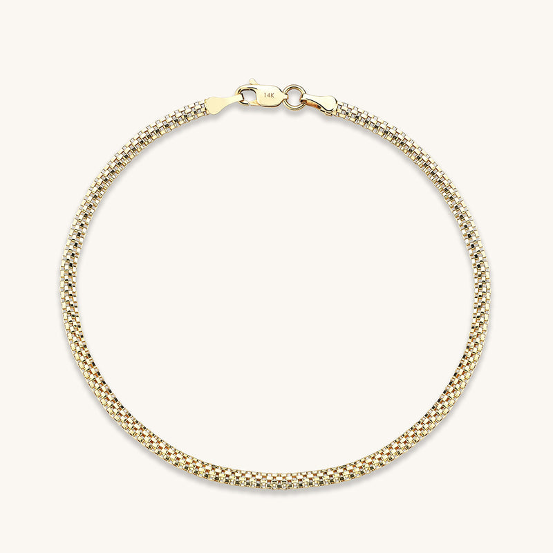 Women's 14k Solid Gold Oval Popcorn Chain Bracelet