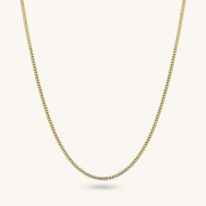 Women's 14k Solid Gold Oval Popcorn Chain Necklace