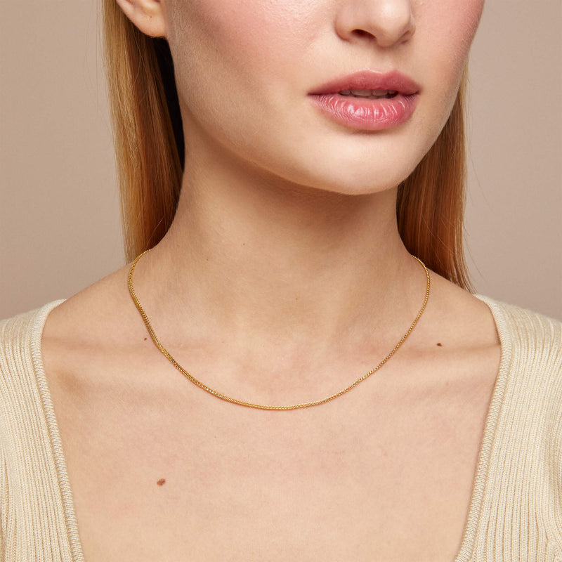 14k Real Yellow Gold Oval Popcorn Chain Necklace for Women – NORM