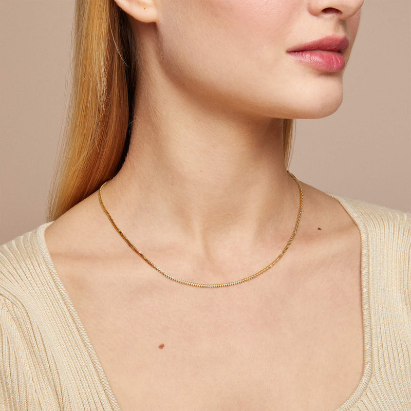 14k Solid Yellow Gold Popcorn Chain Necklace for Women
