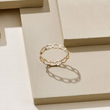 Women's Oval Chain Ring in 14k Real Yellow Gold