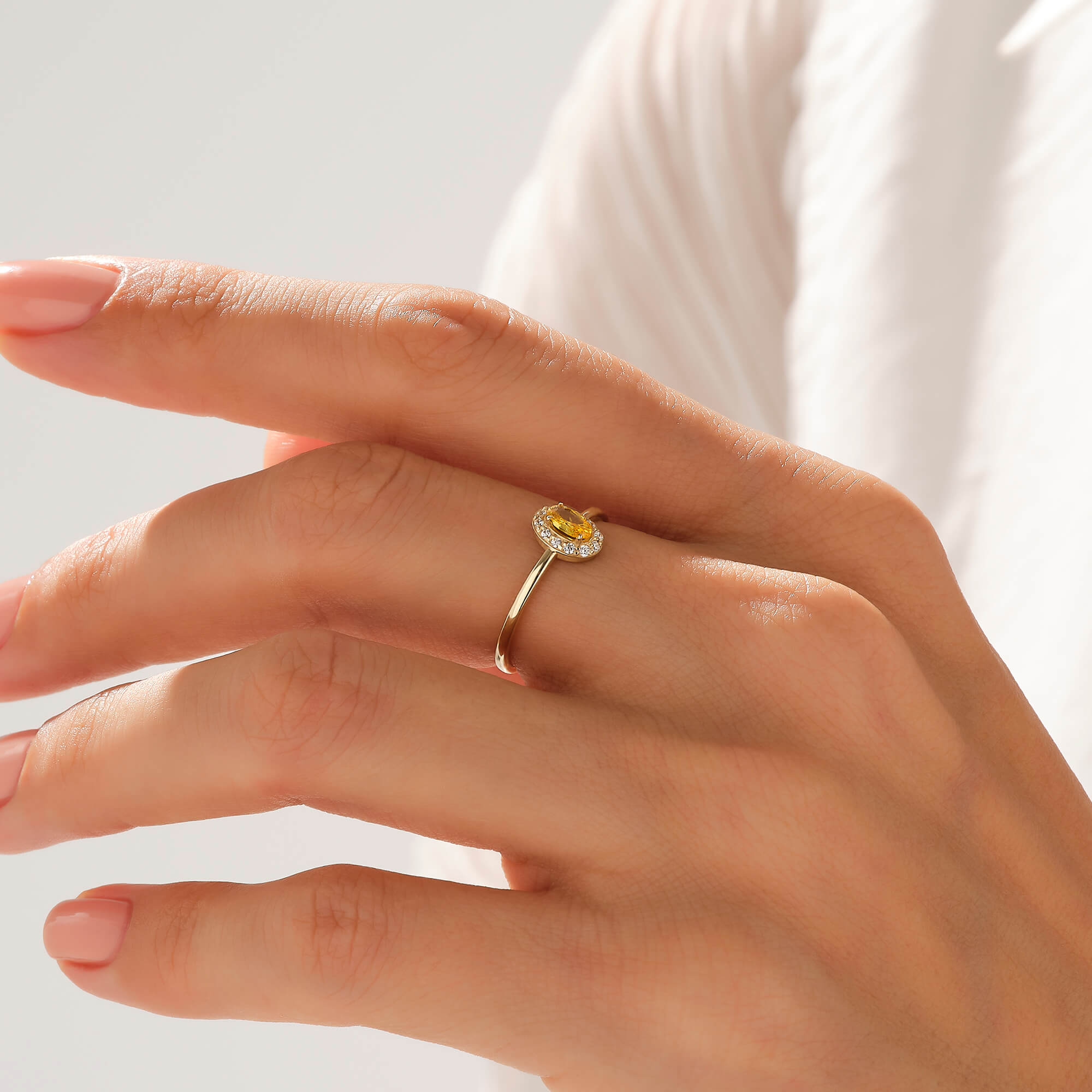 Oval Citrine Solitaire Ring in 14k Real Yellow Gold