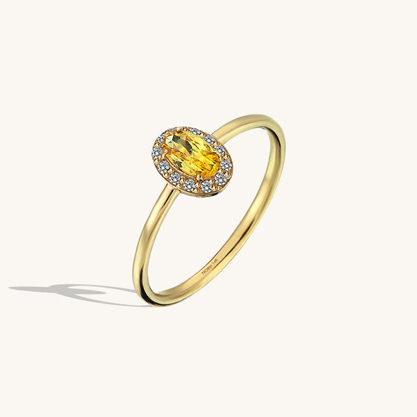 Oval Citrine Ring in 14k Solid Gold