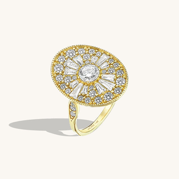 Women's 14k Solid Gold Oval Mosaic Ring