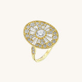 Women's Mosaic Paved Oval Ring in Real Gold