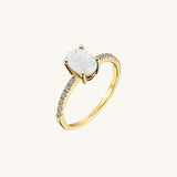 Oval Cut Opal Solitaire Ring in 14k Real Gold