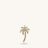Palm Tree Pendant Paved with CZ in 14k Solid Yellow Gold