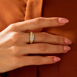 Full Dome Pave Croissant Ring in 14k Real Gold