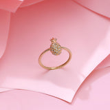 Fashion Fruit Pave Pineapple Ring in 14k Real Yellow Gold