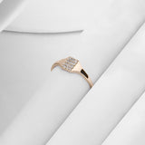 14k Solid Yellow Gold Pave Signet Ring for Women