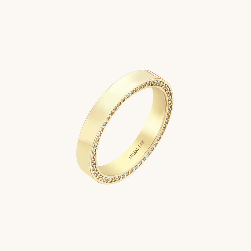 Women's Paved Side Flat Wedding Ring in 14k Gold