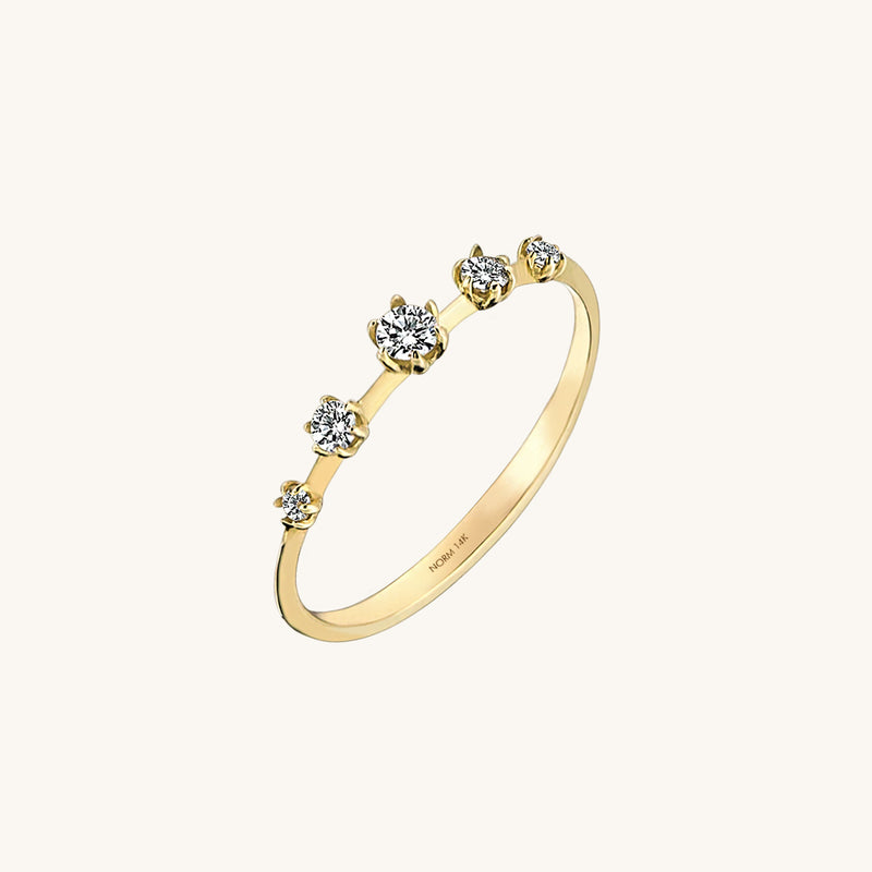 Pave Solitaire Ring in 14k Solid Gold