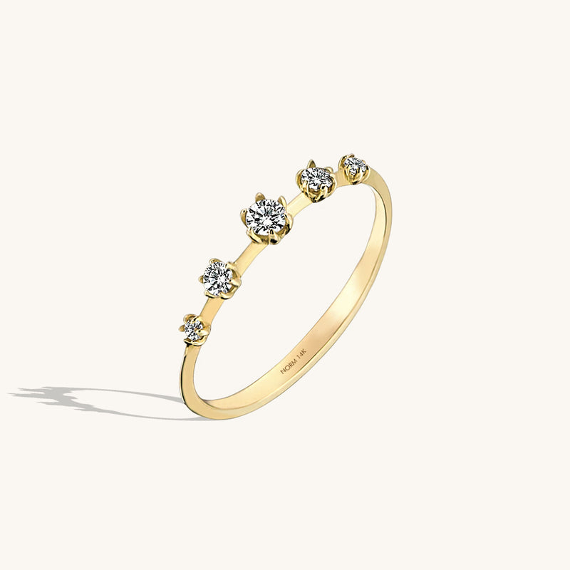 Pave Solitaire Ring in 14k Real Gold