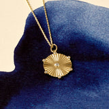 14k Real Gold Pave Sun Coin Pendant for Women