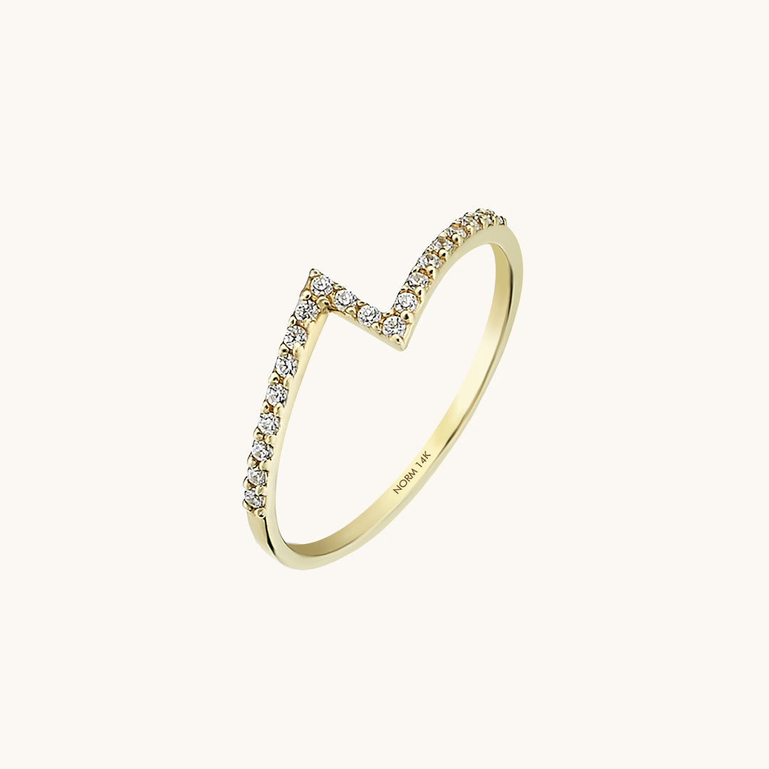 14k Gold Paved Flash Ring