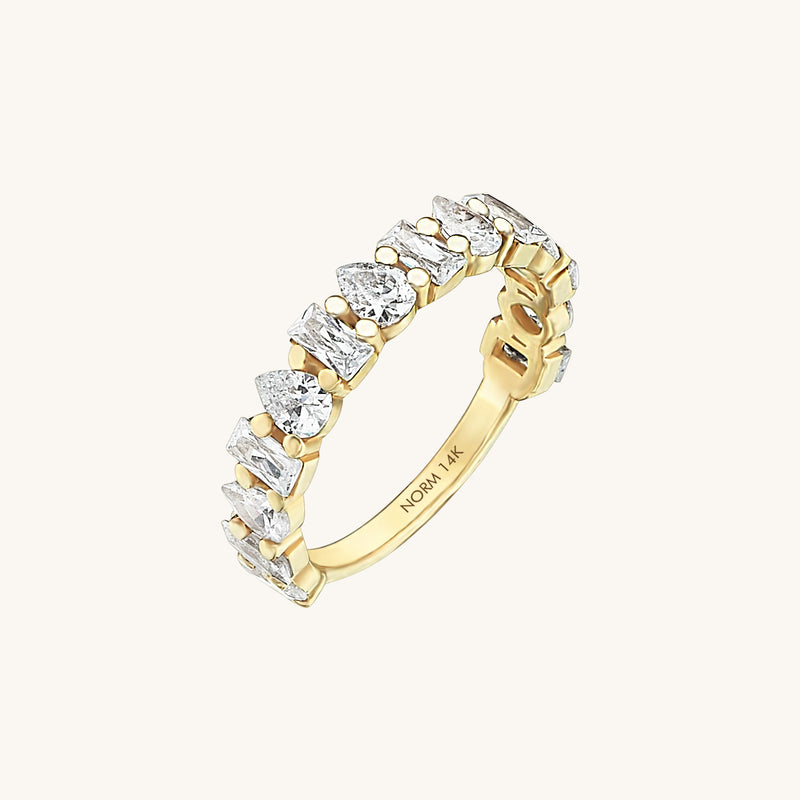 Women's 14k Gold Pear and Baguette Cut Half Eternity Ring