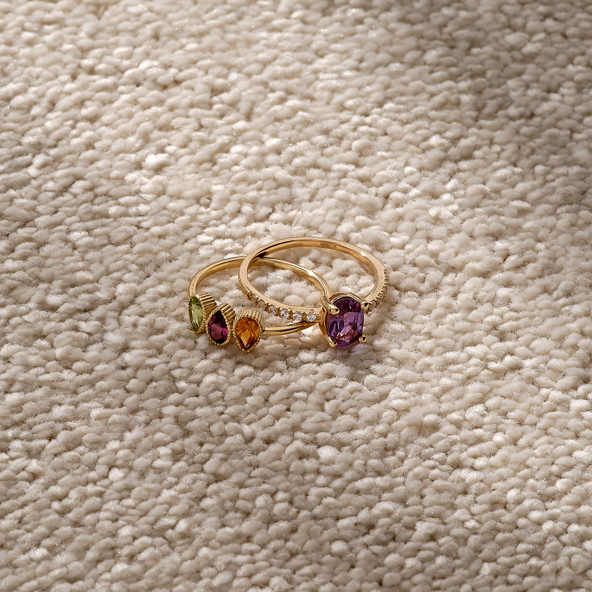 Pear Cut Personalized Birthstone Ring in 14k Real Yellow Gold