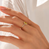 14k Solid Gold Citrine Solitaire Ring - Pear Cut