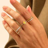 Tear Drop Citrine Halo Solitaire Ring in 14k Real Gold