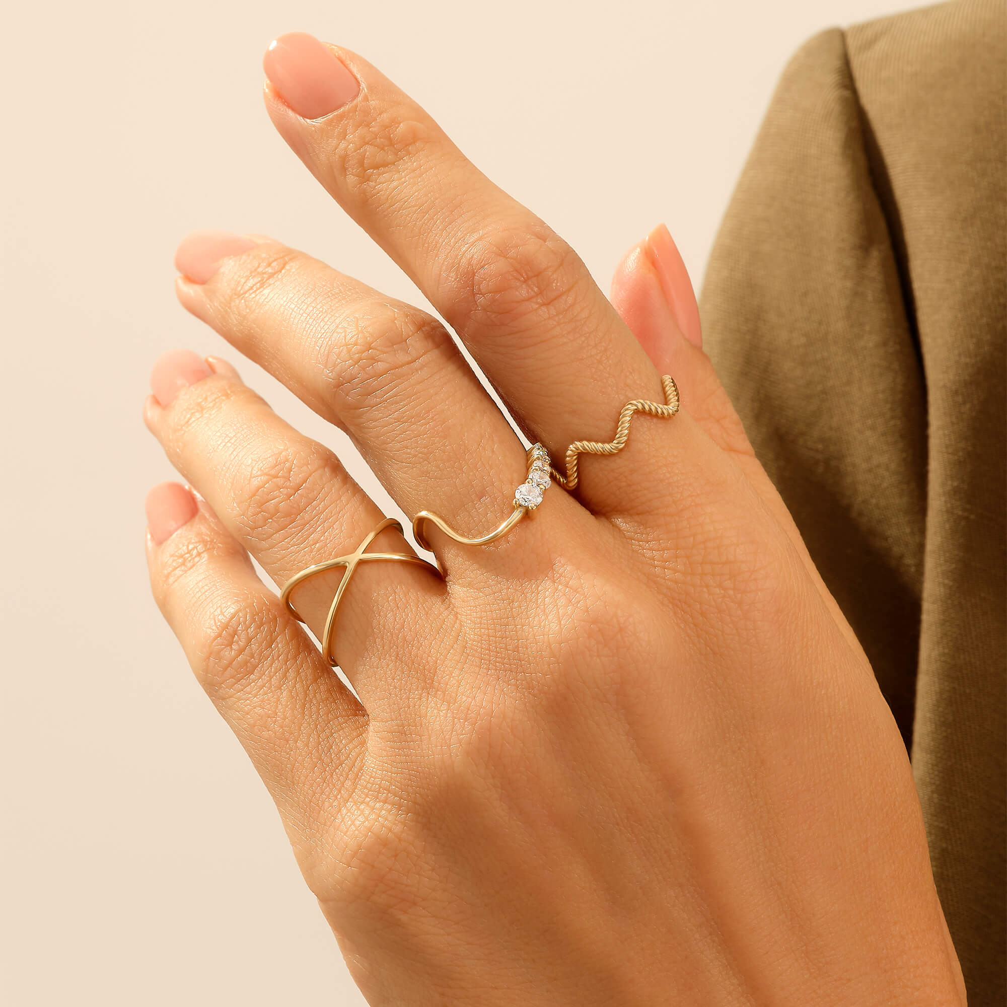 Dainty X Ring in 14k Real Gold