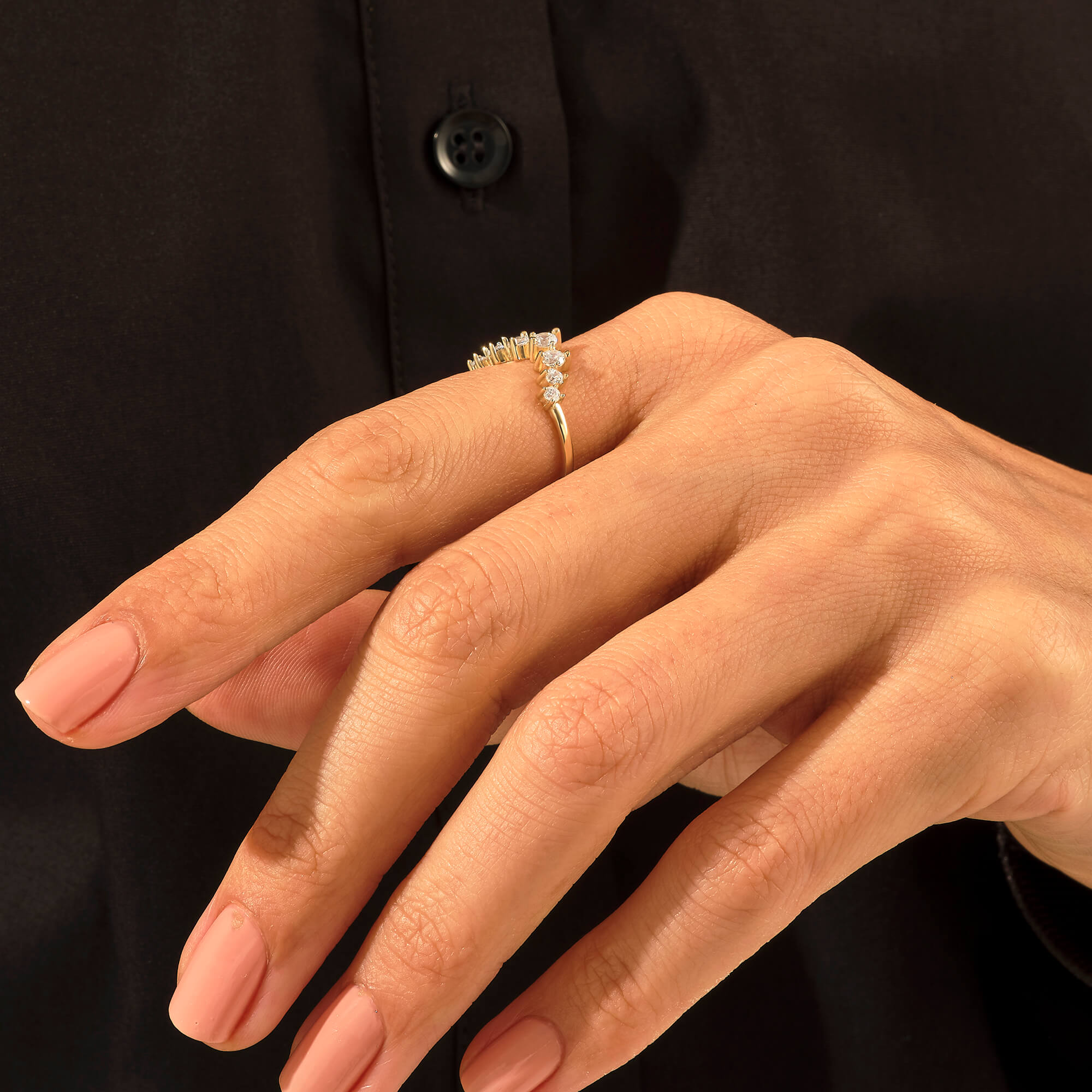 0.41 ctw Diamond Premium Curved Stacking Ring in 14k Real Gold