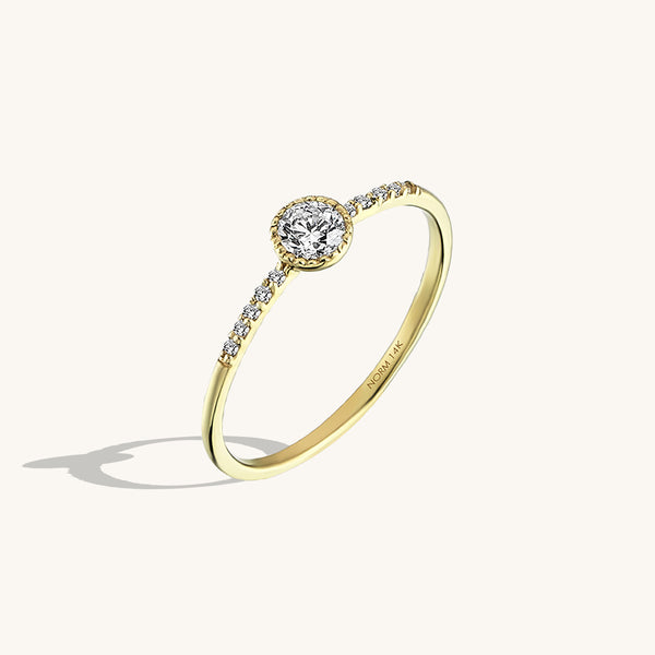 Women's Premium Half Eternity Solitaire Ring in 14k Real Gold