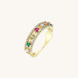 Color Pave Bold Band Ring in 14 karat Gold