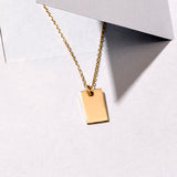 Women's Engravable Minimal Tag Pendant in 14k Real Yellow Gold