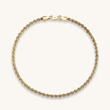 Women's 14k Real Yellow Gold Rope Chain Bracelet