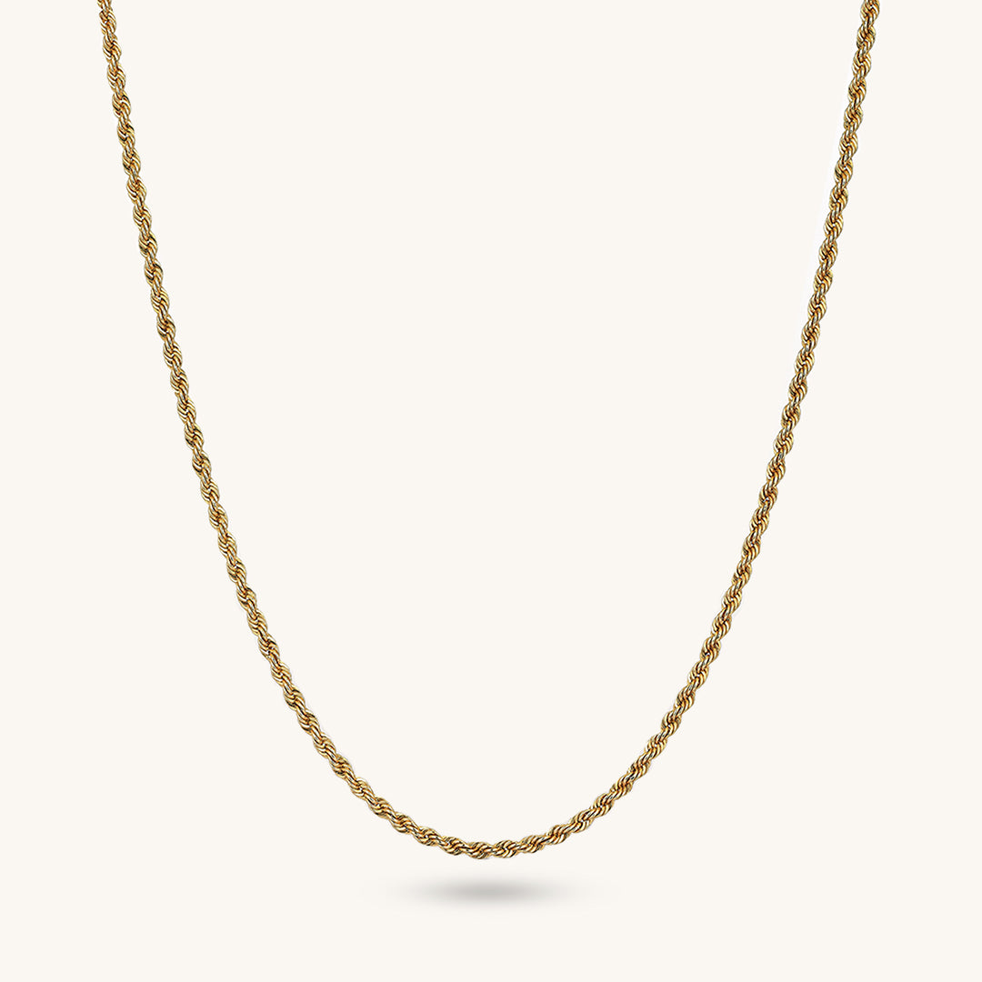 Women's 14k Solid Yellow Gold Rope Chain Necklace