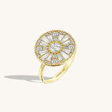 Women's 14k Solid Gold Round Mosaic Ring