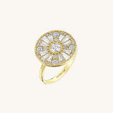 Women's Mosaic Paved Round Ring in Real Gold