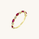 Ruby Marquise Eternity Band Ring in 14k Real Yellow Gold