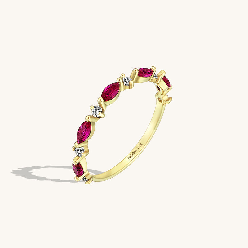 Ruby Marquise Band Ring in 14k Solid Gold