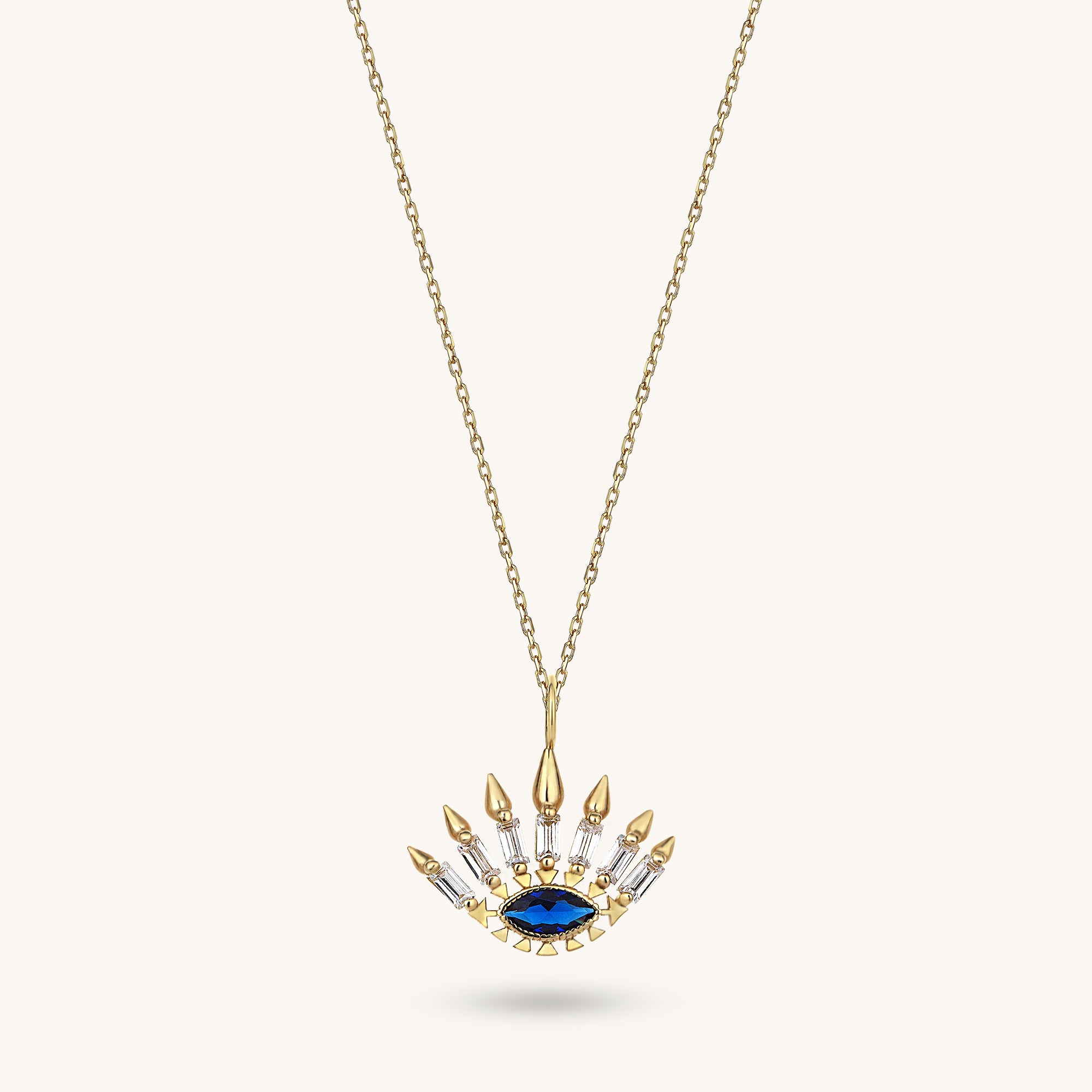 Women's Sapphire Evil Eye Pendant in 14k Gold